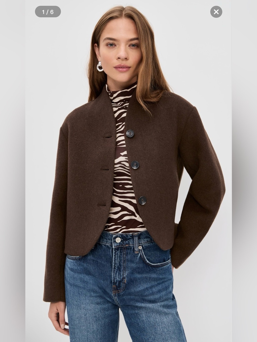 Reformation Owen jacket Brown Cropped Wool Jacket